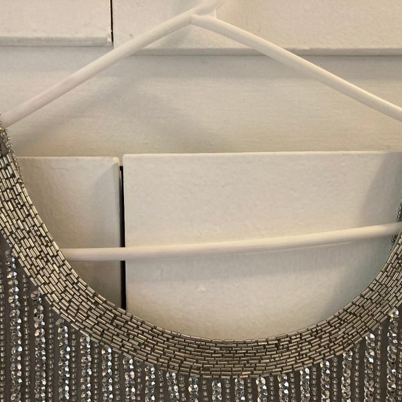 Adrianna Papell Size 4 Formal Silver Sequined & Beaded Blouson Tank Dress - Picture 6 of 12